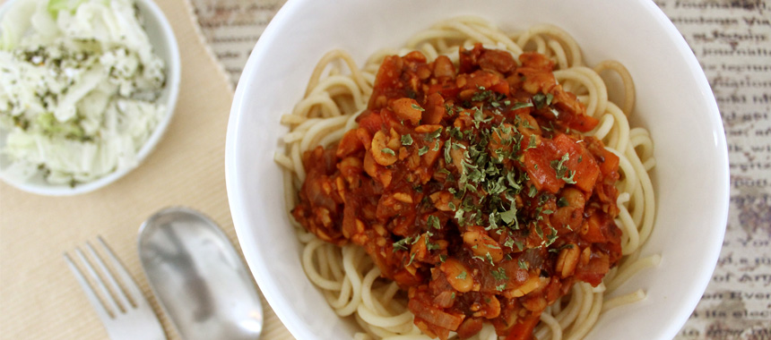 Spaghetti a la Bolognese vegan