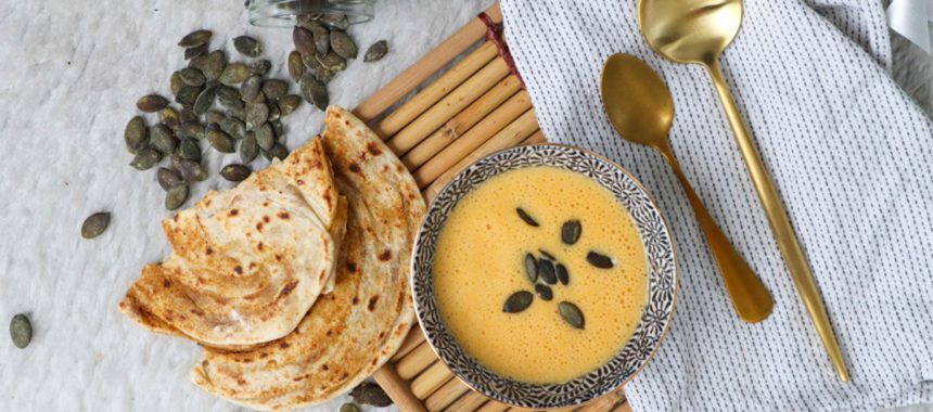 Kürbissuppe und Paratha